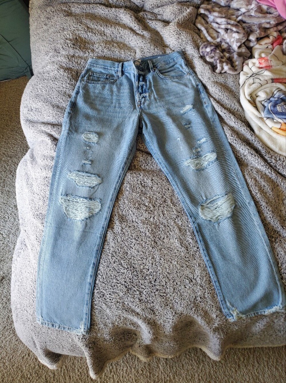 Frame Denim Light Blue Le Original High-Rise Straight Distressed Jeans size 28 - Picture 3 of 6